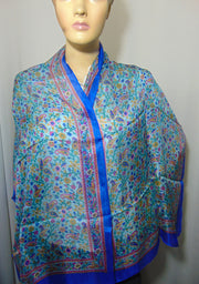 Paisley Flower Design Long Silk Scarf