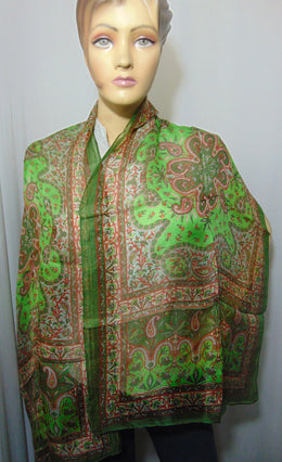 Paisley Design Long Scarf pure Silk Scarves