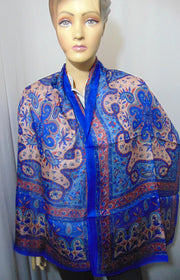 Paisley Design Long Scarf pure Silk Scarves
