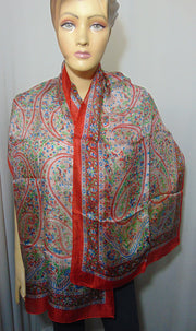 Paisley print Long Scarf pure Silk Scarves