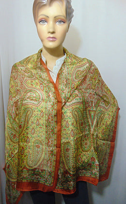 Paisley print Long 100% Silk Scarves