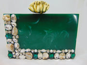 Green Resin box Clutch Purse