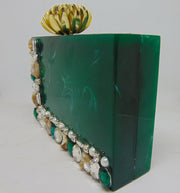 Green Resin box Clutch Purse