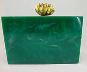 Green Resin box Clutch Purse