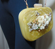 Resin flower Embellished Clutch purse