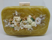 Resin flower Embellished Clutch purse