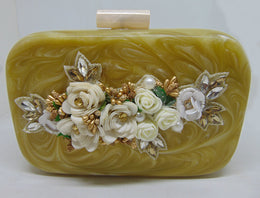 Resin flower Embellished Clutch purse