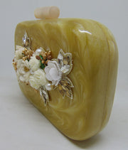 Resin flower Embellished Clutch purse