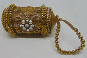 Metal Round long Potli Bag stone decoration