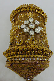 Metal Round long Potli Bag stone decoration