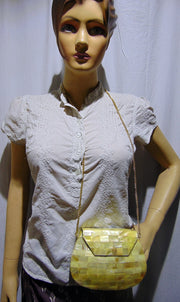 WHITE MOP PAINTED IN YELLOW CLUTCH BAG