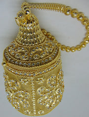 Golden Rhinestone Metal mesh Potli Bag