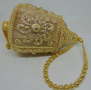Golden Rhinestone Metal mesh Potli Bag