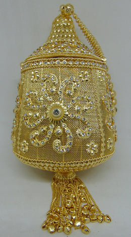 Golden Rhinestone Metal mesh Potli Bag