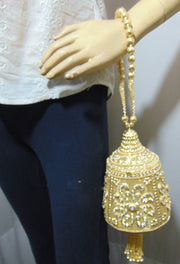 Golden Rhinestone Metal mesh Potli Bag
