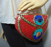 Red Mosaic clutch purse bag