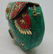 Green Mosiac clutch stone evening purse