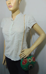 Green Mosiac clutch stone evening purse