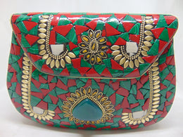 Mosaic Brass Metal Clutch Bag