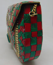 Mosaic Brass Metal Clutch Bag