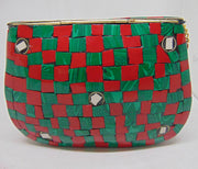 Mosaic Brass Metal Clutch Bag