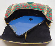 Mosaic Brass Metal Clutch Bag
