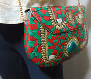 Mosaic Brass Metal Clutch Bag