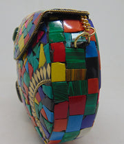 Multi Mosaic Stone Clutch Purse