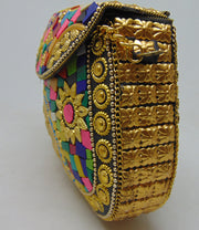 Multi color metal mosaic clutch Wallet purse party bag