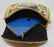Multi color metal mosaic clutch Wallet purse party bag