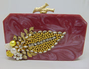 Pink Handcrafted Embellished Resin Clutch