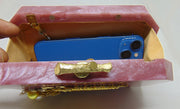 Pink Handcrafted Embellished Resin Clutch