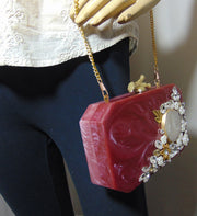 Rouge color Designer Resin Clutch
