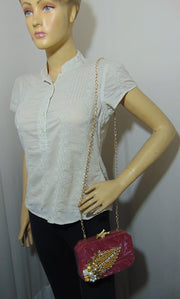 Pink Handcrafted Embellished Resin Clutch
