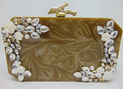 Gray brown Color Resin clutch Box Bag