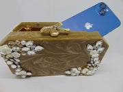 Gray brown Color Resin clutch Box Bag