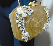 Gray brown Color Resin clutch Box Bag