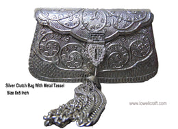 SILVER FINISH METAL CLUTCHES VINTAGE HANDMADE
