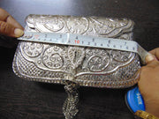 SILVER FINISH METAL CLUTCHES VINTAGE HANDMADE