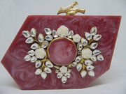 Pastel Pink color Hexagonal Resin Clutch