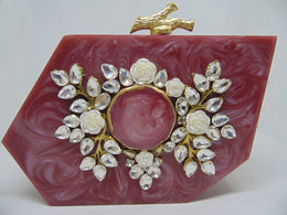 Pastel Pink color Hexagonal Resin Clutch