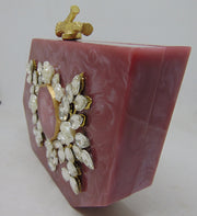 Pastel Pink color Hexagonal Resin Clutch