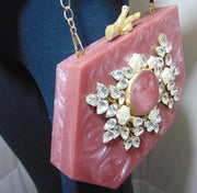 Pastel Pink color Hexagonal Resin Clutch