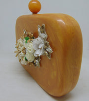 flower Decoration Resin Box Clutch