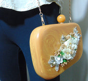 flower Decoration Resin Box Clutch