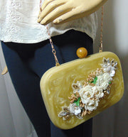 flower Decoration Resin Box Clutch
