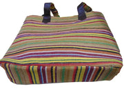 LEATHER HANDLE COTTON HANDLOOM LADIES BAG