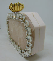 Hexagonal ivory crystal Decoration Clutch Box