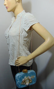 Floral Handmade Resin Clutch