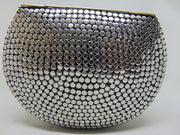 Siver Metal stud flower Motif Clutch Bag